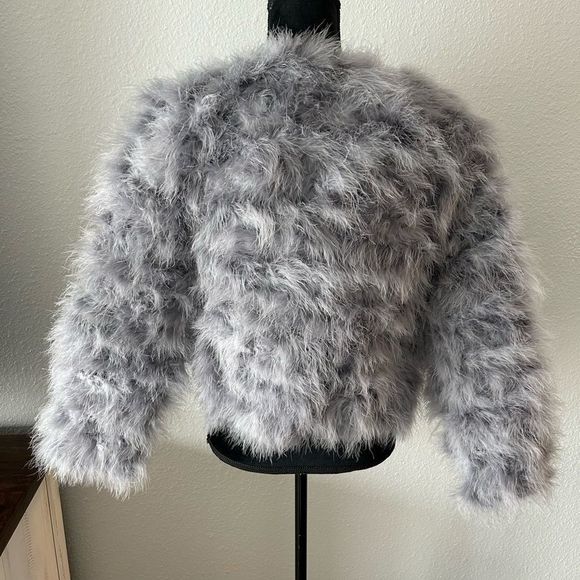 Ostrich festival smoky grey feather coat - Picture 5 of 5